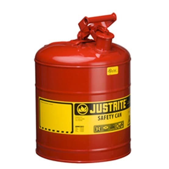 Justrite 7150100 Type I Steel Safety Can For Flammables, 5 Gallon