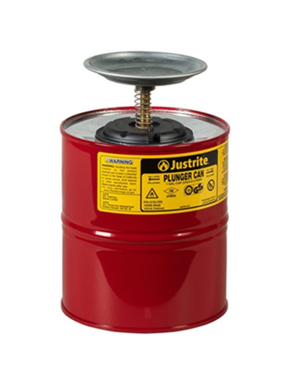 Justrite 10308 Red Steel Plunger Safety Can