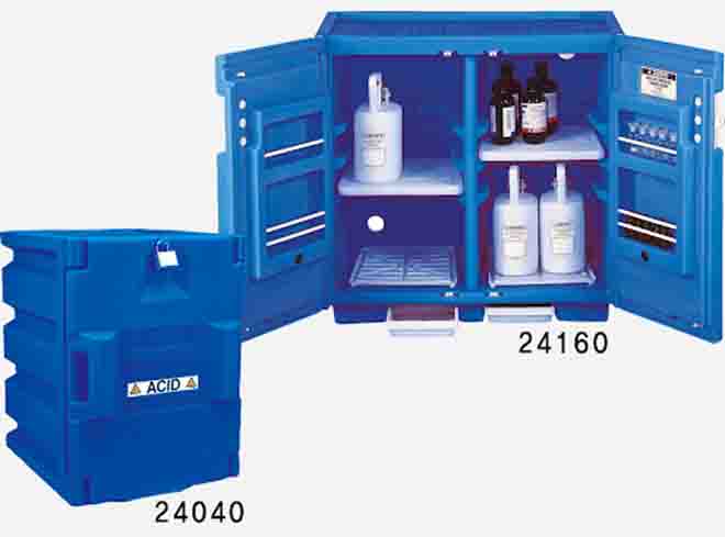 Justrite 24040 & 24160 Blue Polyethylene Storage Cabinets