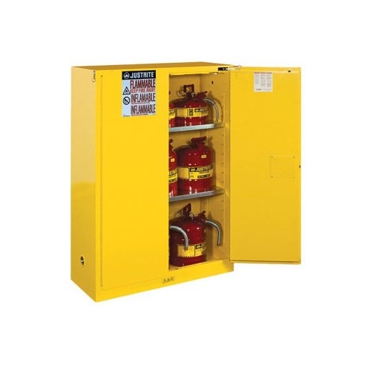 Justrite Flammable Safety Cabinet, 2 Self-Close Doors 45 Gall 894520